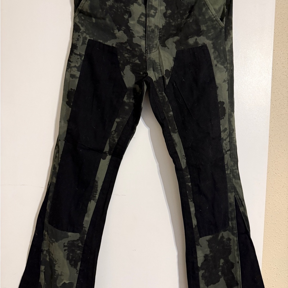 Boohoo Mens Green and Black Cargo Pants